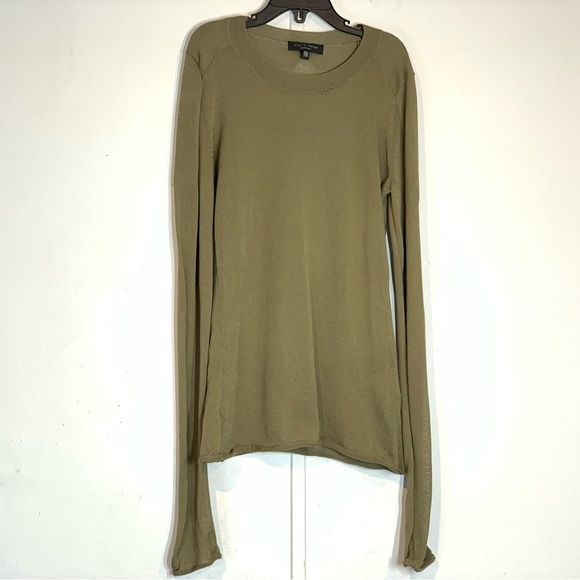 Rag & Bone Ola Viscose Crew Slim Fit Sweater in Dark Olive Oil - Picture 4 of 12